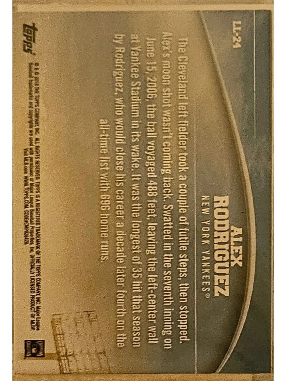 2018 Topps Longball Legends LL-24 Alex Rodriguez New York Yankees
